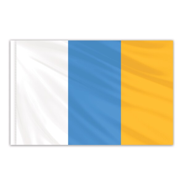 Global Flags Unlimited Canary Islands Indoor Nylon Flag 4'x6' with Gold Fringe 201438F
